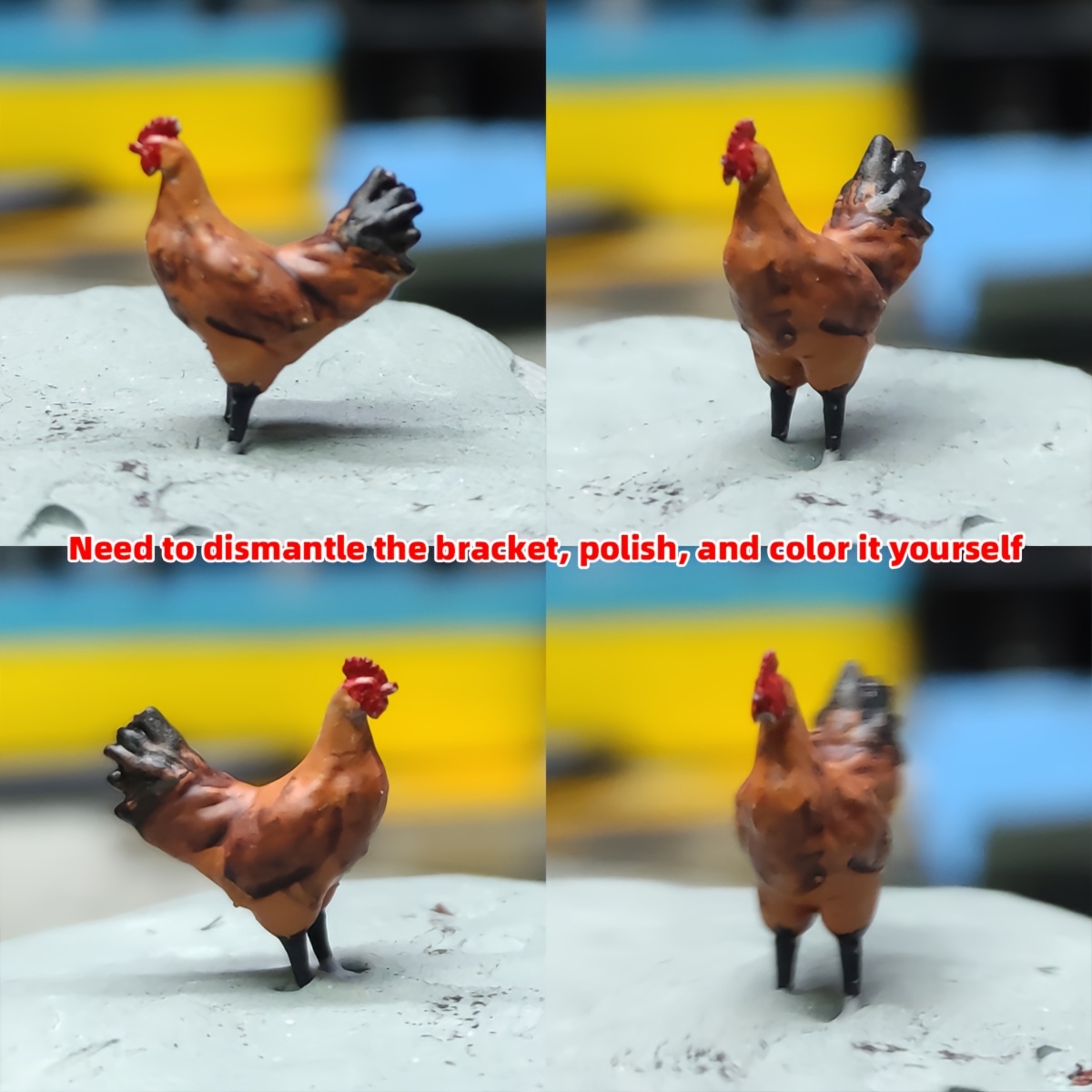 3D Printed Rooster Model Kit for Diorama